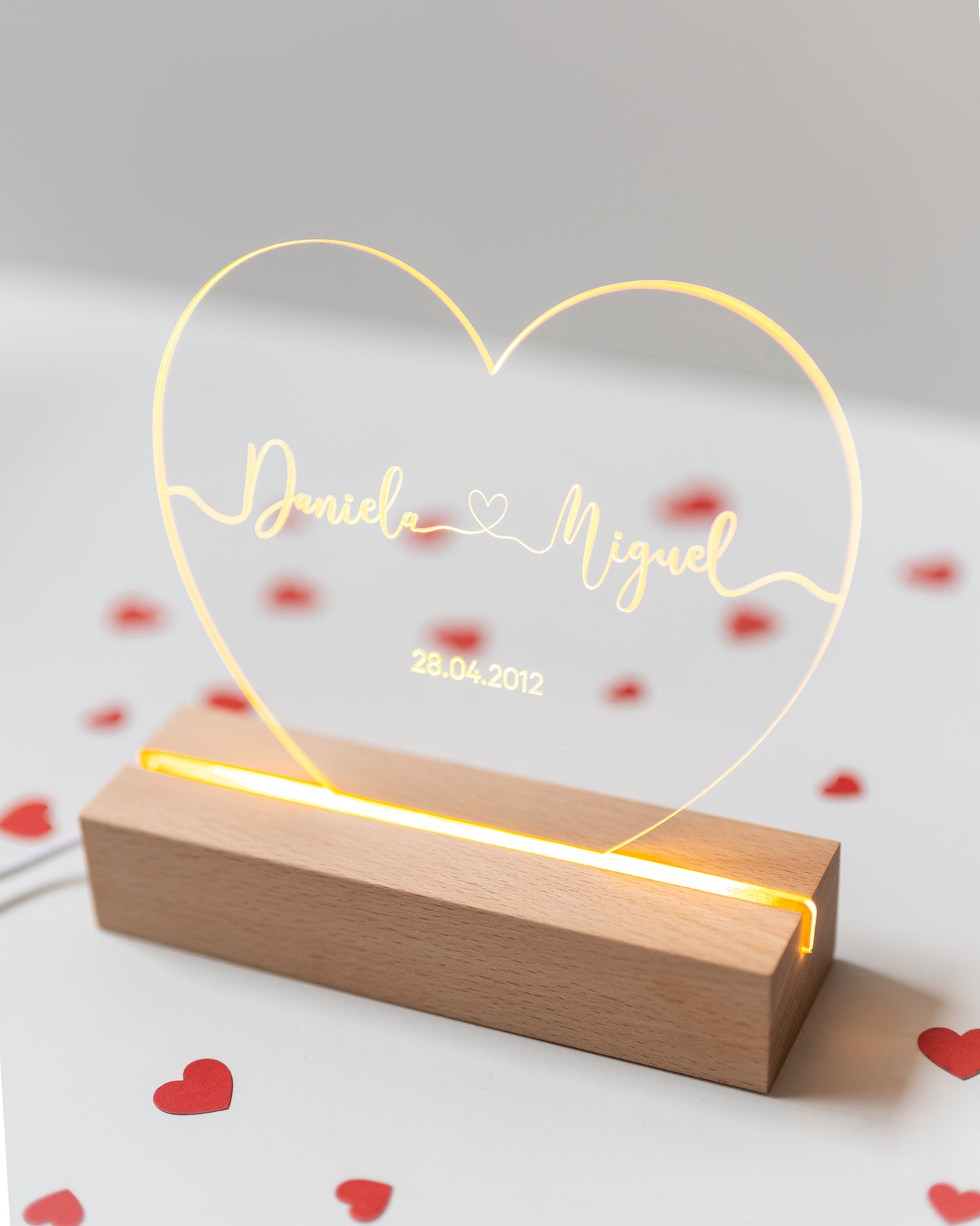 Candeeiro de mesa LED - Formato Coração