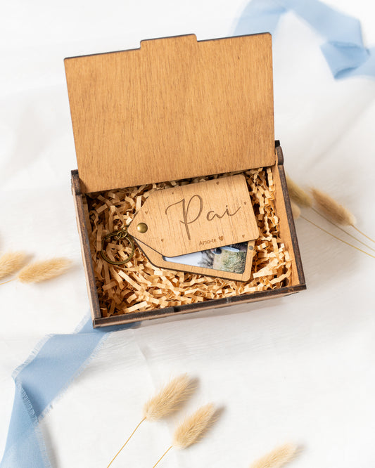 Conjunto de Caixa com Porta-chaves com fotografia