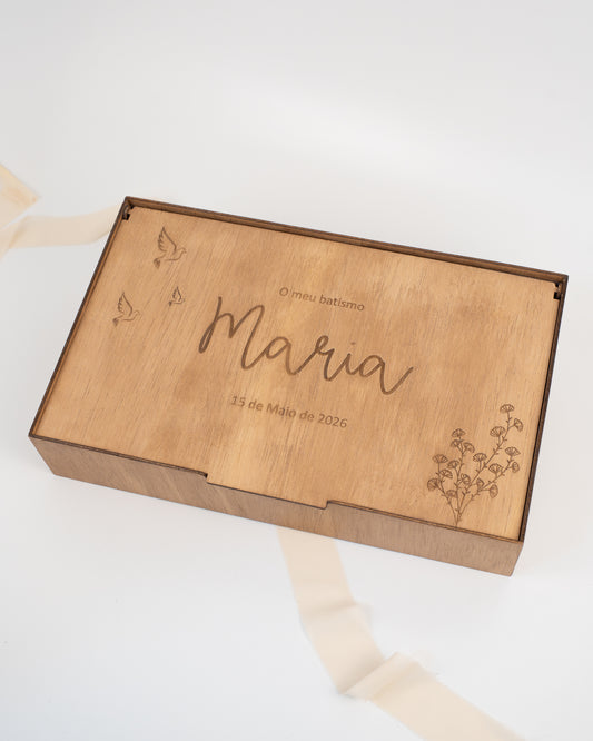 Conjunto Caixa de Batismo Madeira
